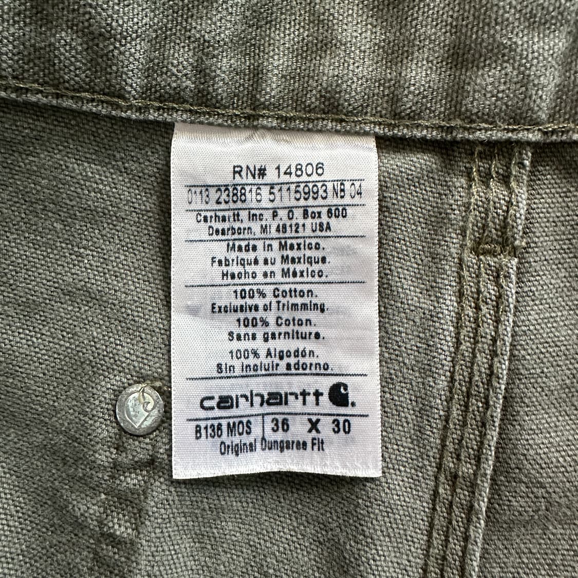 칼하트 B136 MOS 오리지널 덩가리 더블니 팬츠 (36x30) 상품이미지4