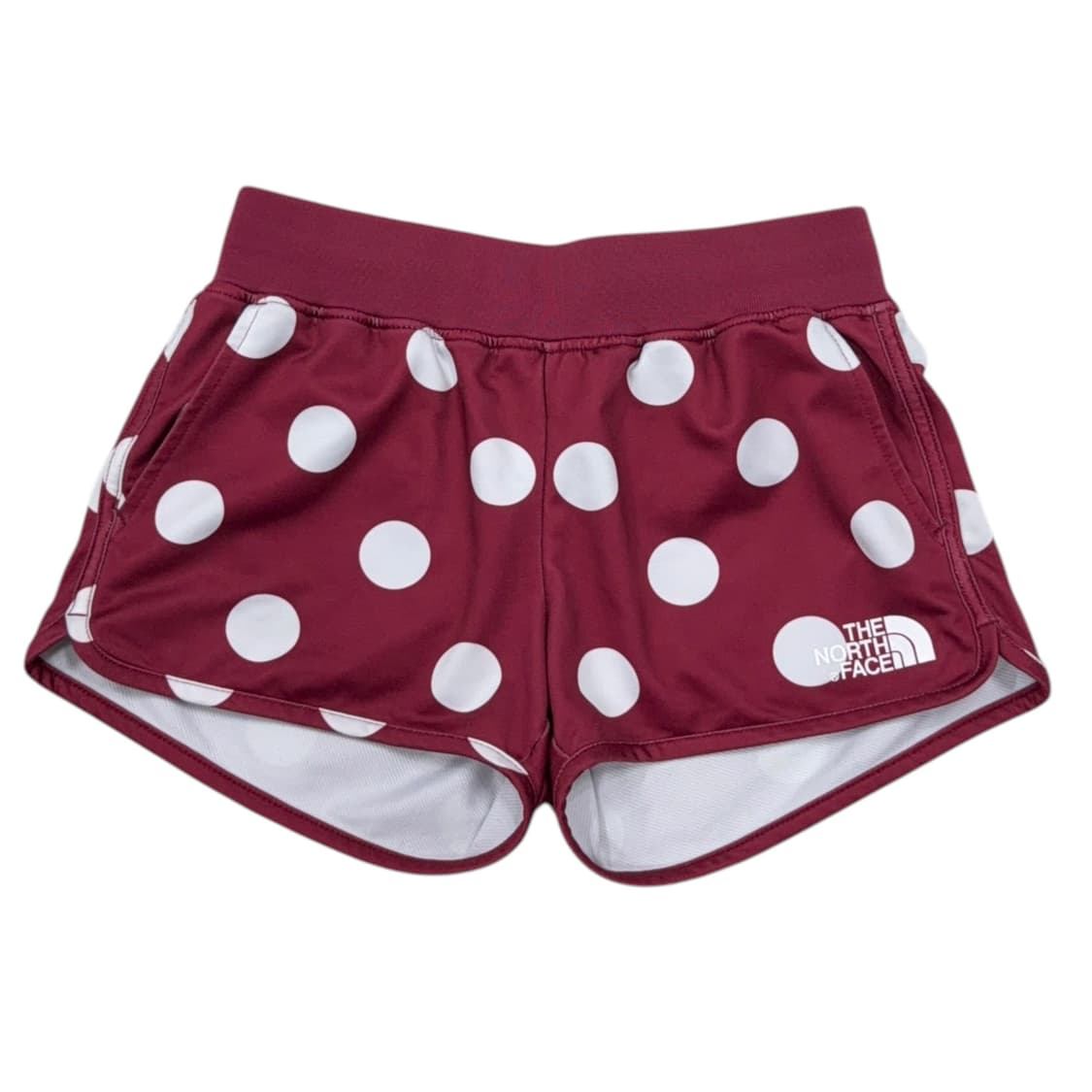노스페이스 빈티지 도트 땡땡이 폴카 패턴 쇼츠 반바지 버건디 레드 상품이미지1