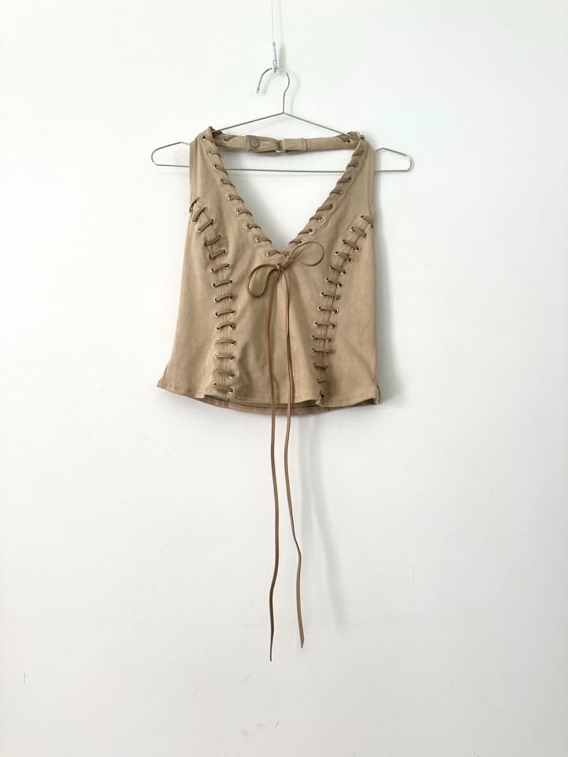 Suede western halter neck top / beige 상품이미지2