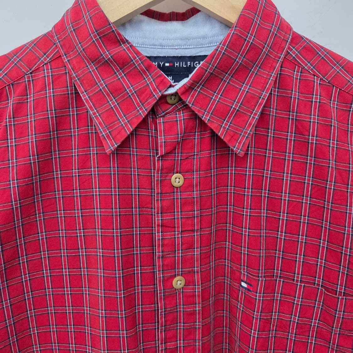 타미힐피거 레드 체크 남방 남m 상품이미지3