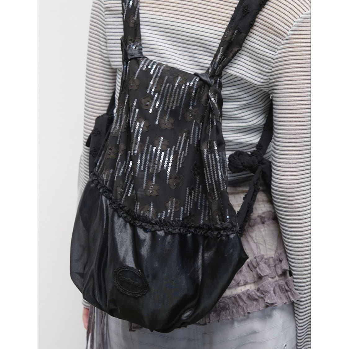 Pailletted Knotted 2-Way Bag [Black] 상품이미지1