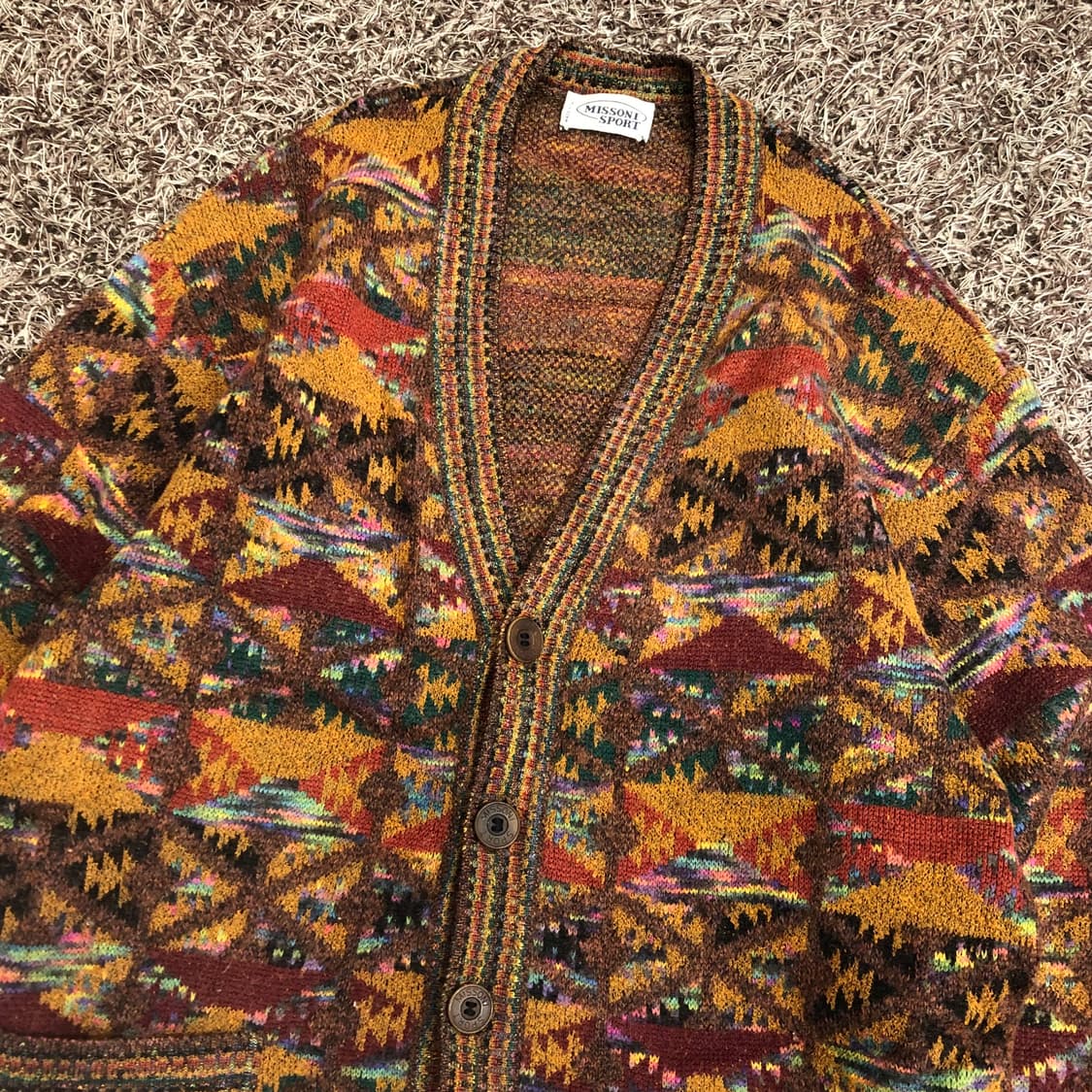미쏘니 모헤어 멀티컬러 패턴 가디건 100 상품이미지2