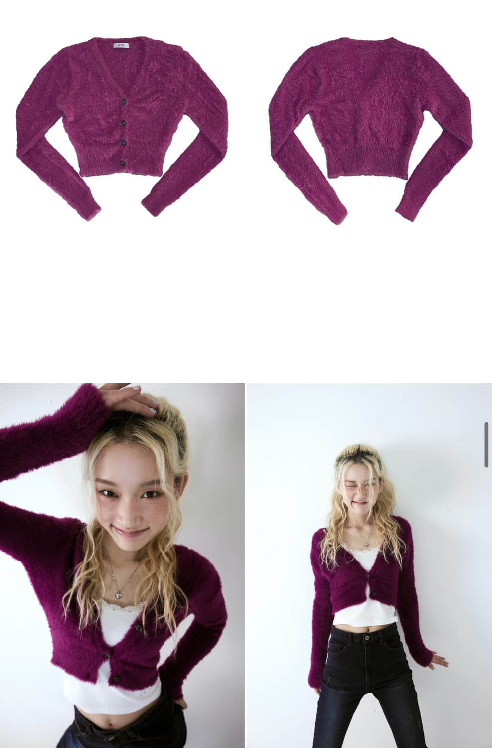 Ason macaron cardigan magenta 상품이미지3