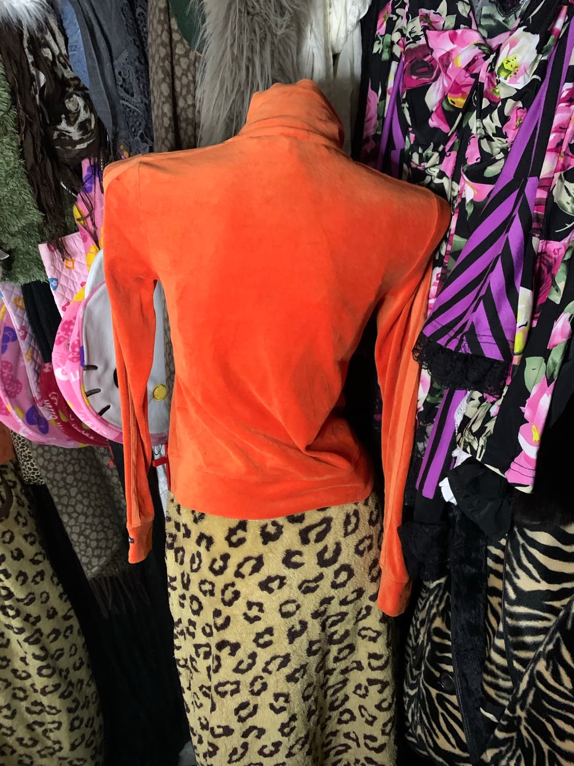 y2k 타미걸 벨벳 오렌지 집업 져지 상품이미지2