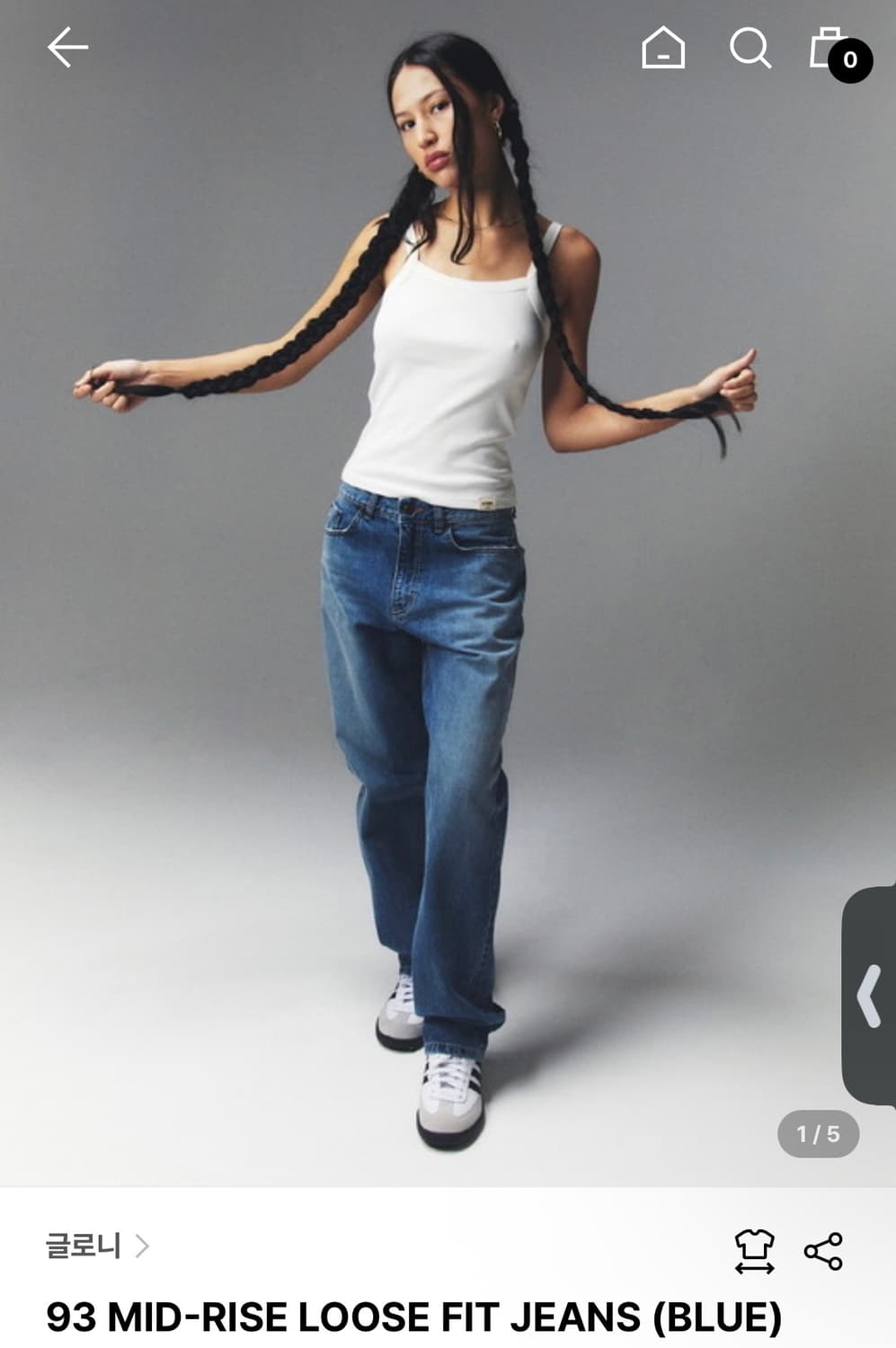 글로니) 93 Mid-Rise Losse Fit Jeans BL M 상품이미지1