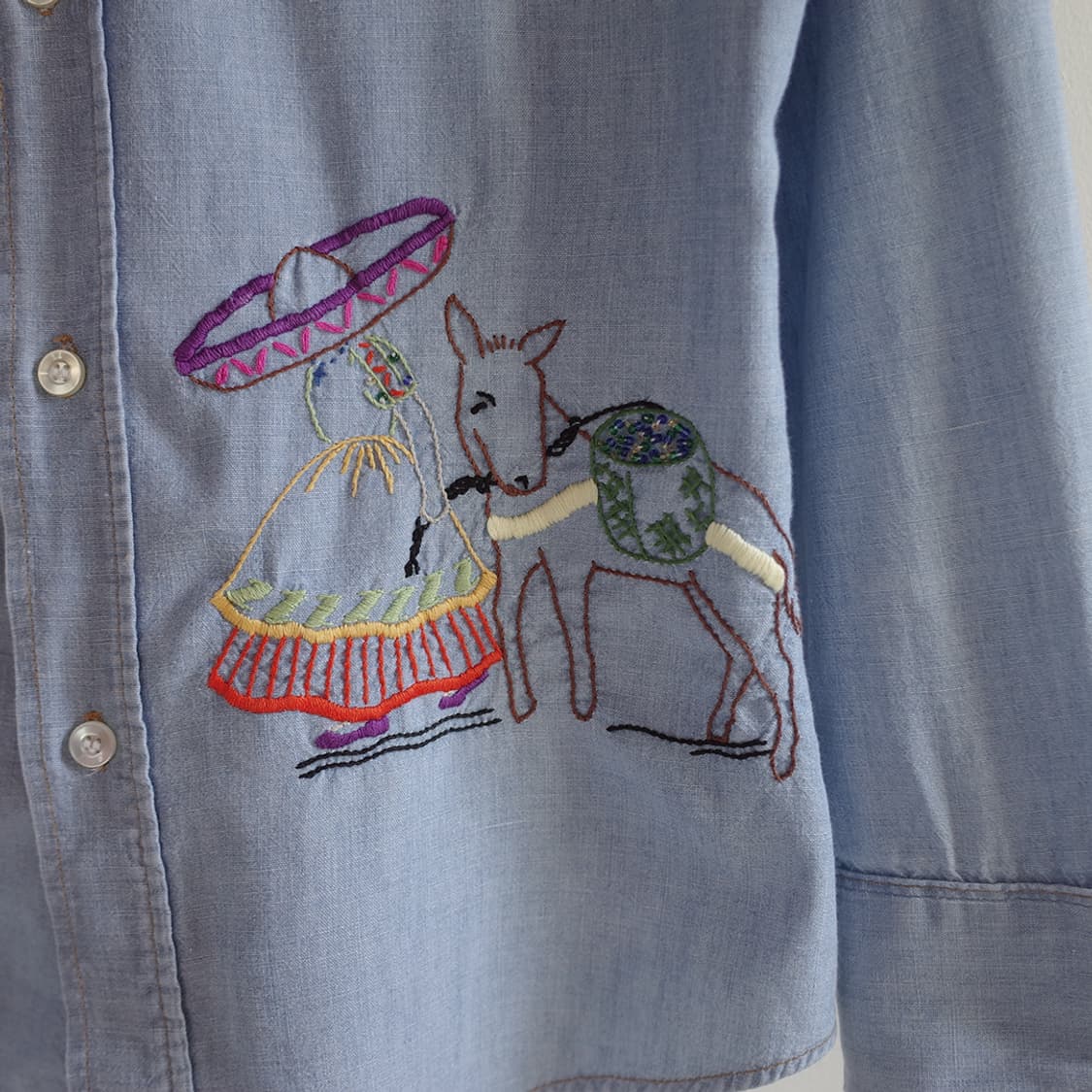 70‘s Levi's Hand Embroidered Shirt 상품이미지4