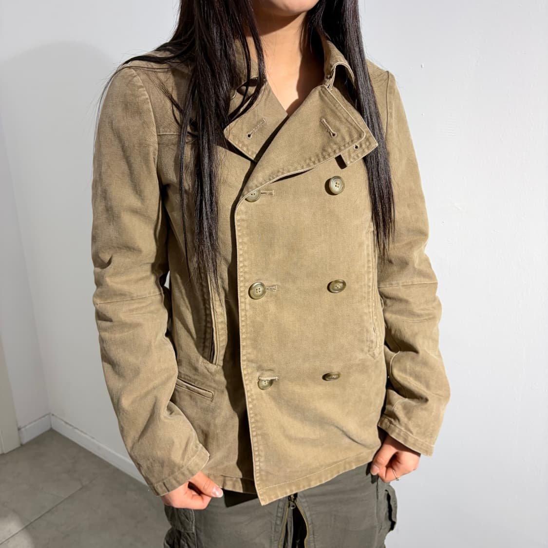 Tsumori chisato 베이지 브라운 더블 자켓 상품이미지2