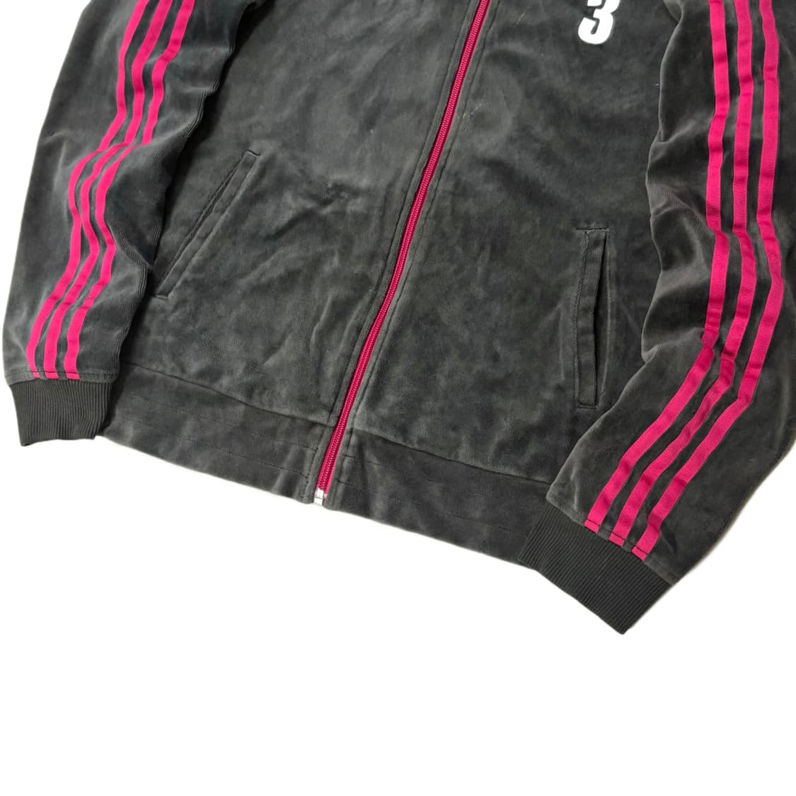 아디다스 져지 벨벳 벨루어 핑크 사이드 라인 트랙탑 상품이미지3