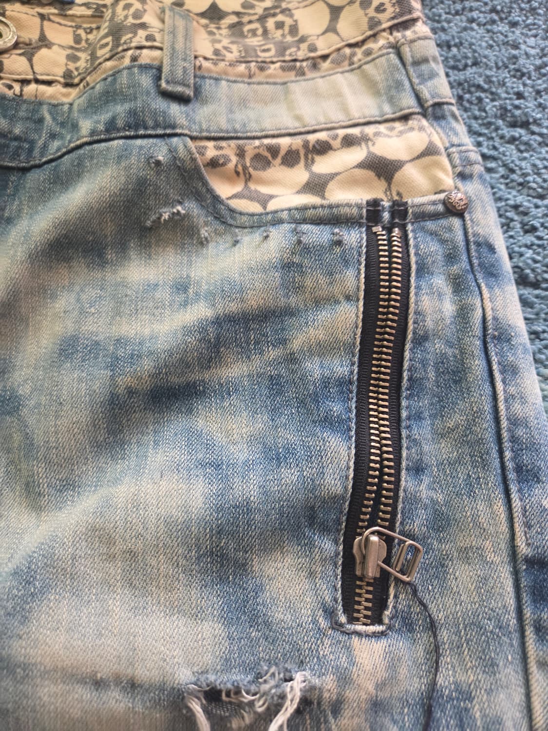 Rolli jeans 애시드워시 디스트로이드 데미지 데님 자수 빈티지  상품이미지3