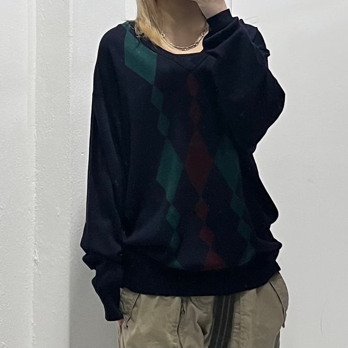 버버리 아가일 브이넥 니트 상품이미지1