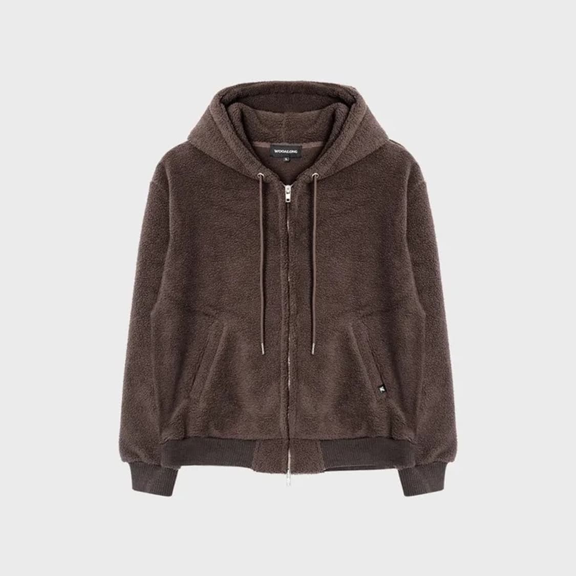 (오늘만 판매) (택O) 우알롱 시그니처 플리스 후드집업 (브라운) (L 상품이미지2