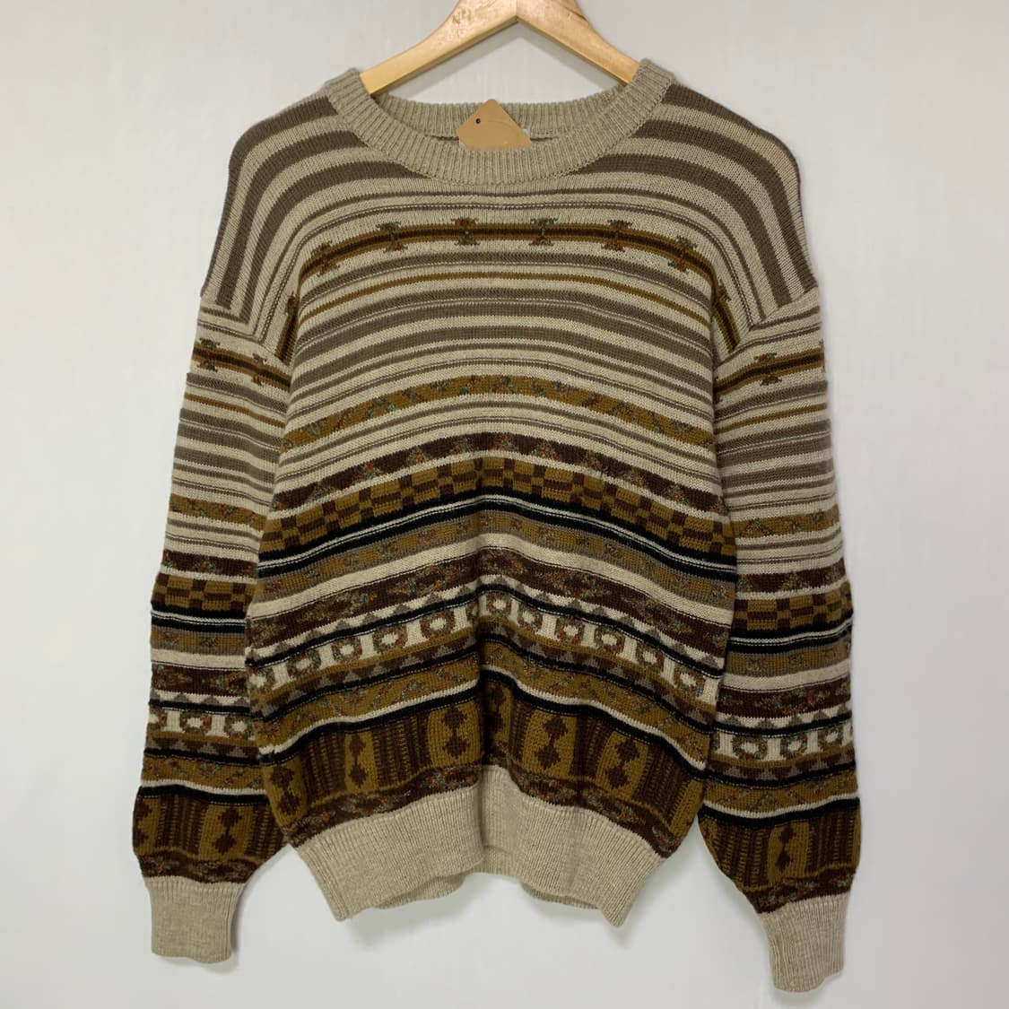 jpn 일본 빈티지 패턴 브라운 니트 스웨터 상품이미지2
