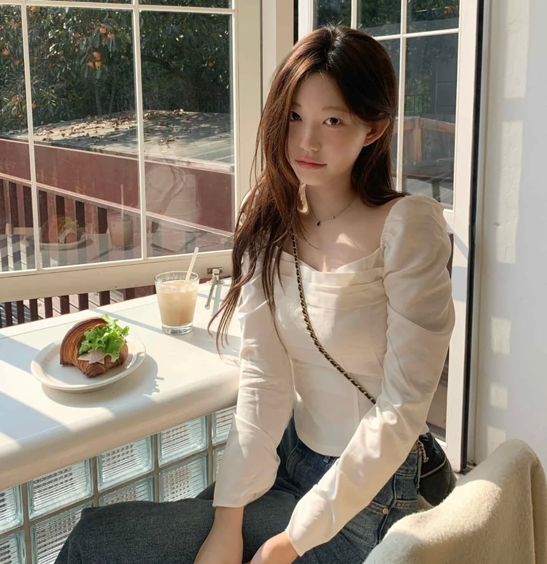 제니오 클린스퀘어 블라우스 (아이보리, s) 상품이미지3