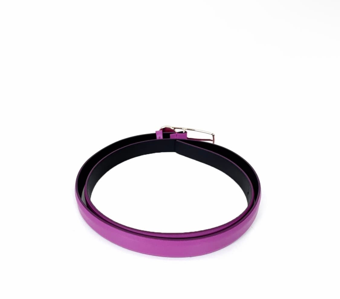 [75] 샤넬 여성 클래식 CC로고 자개 단추 램스킨 레더 벨트 퍼플 상품이미지3