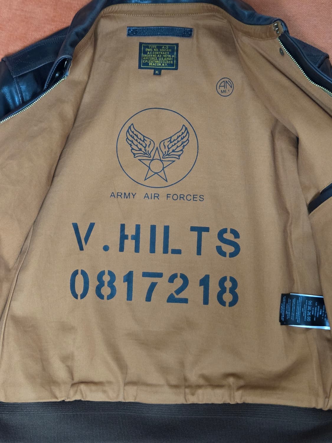 USAAC 말가죽 A2 Horsehide Flight Jacket XL 상품이미지5