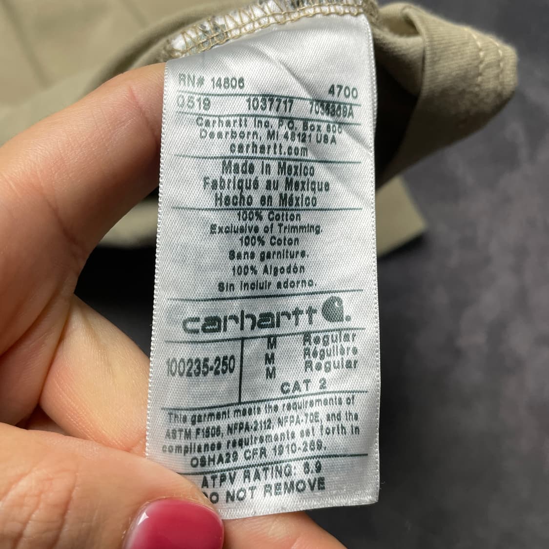 CARHARTT 칼하트 베이지 코튼 긴팔 티셔츠 A01022 상품이미지10