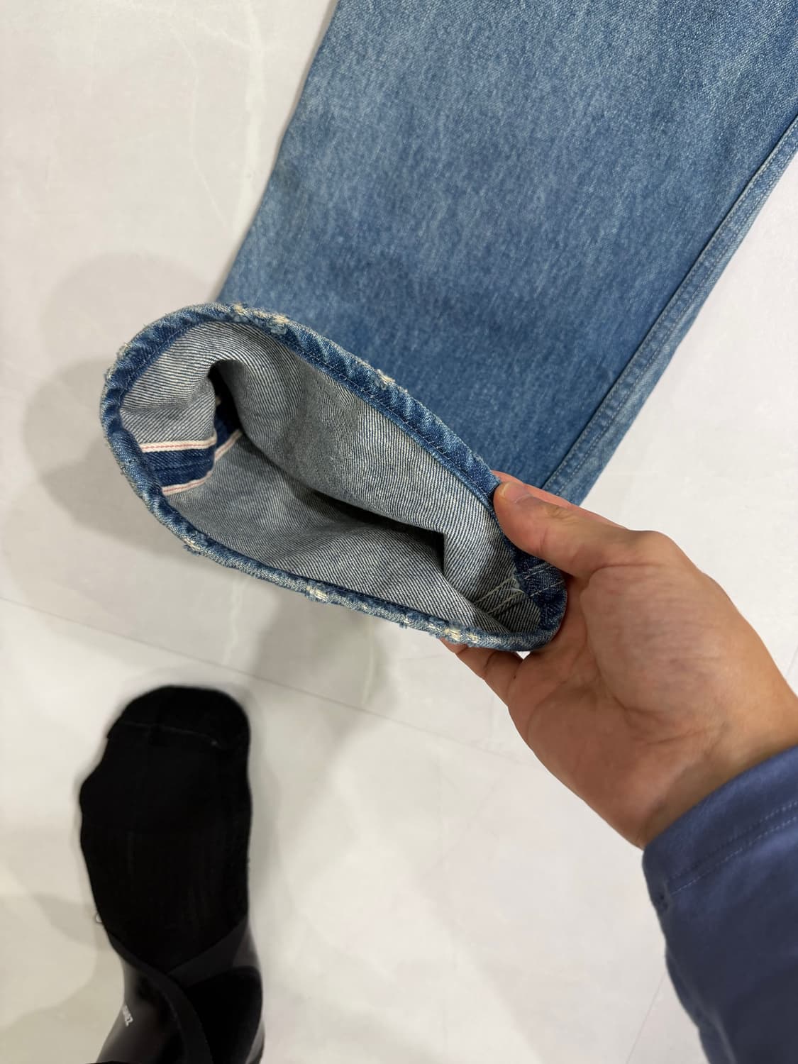 오라리 24fw 셀비지 헤비 데님 와이드 3 상품이미지5