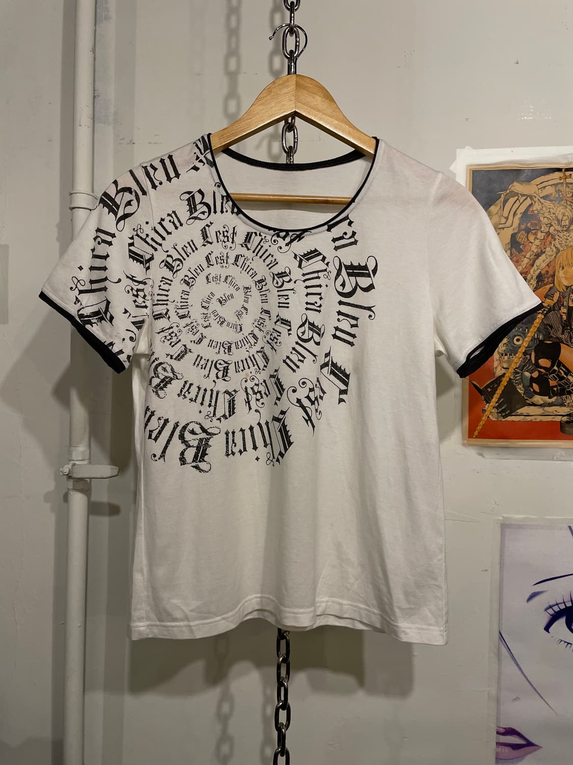 원형 레터링 프린트 화이트 티셔츠 펑크 y2k 상품이미지1