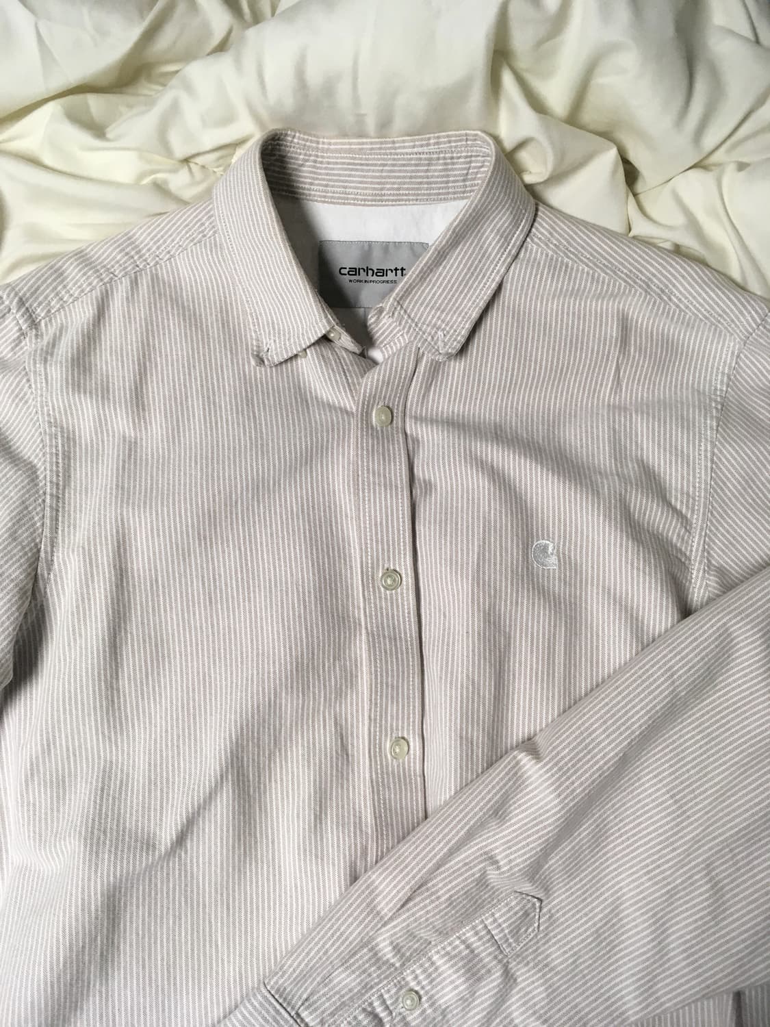 칼하트 스트라이프 긴팔 셔츠 베이지 상품이미지3