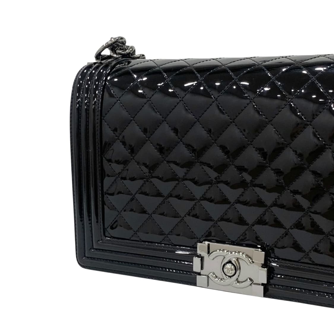 샤넬 보이백 라지 플랩백 CC 은장 페이던트 레더 상품이미지6