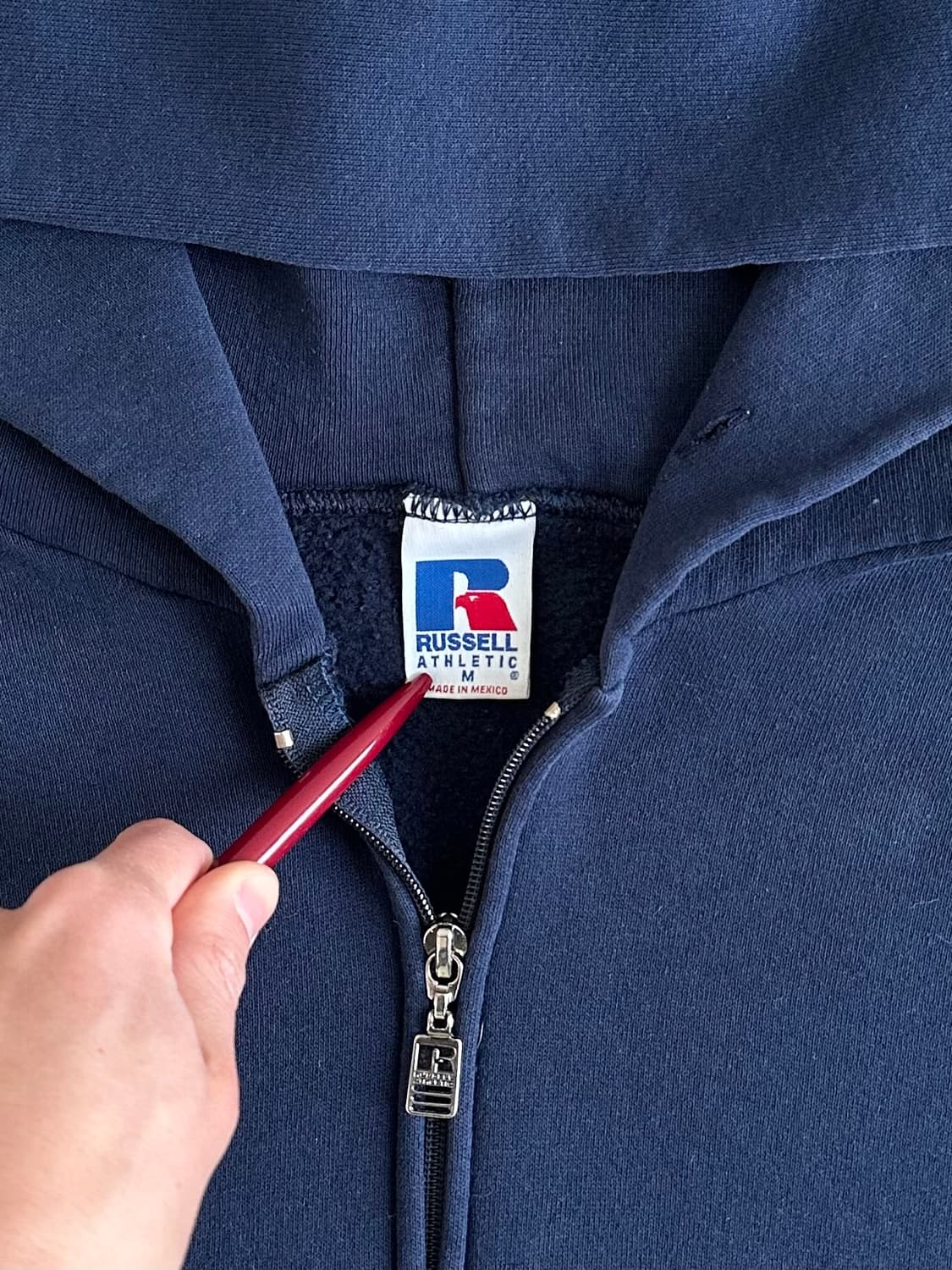 90s 빈티지 러셀 후드집업 네이비 M 상품이미지6
