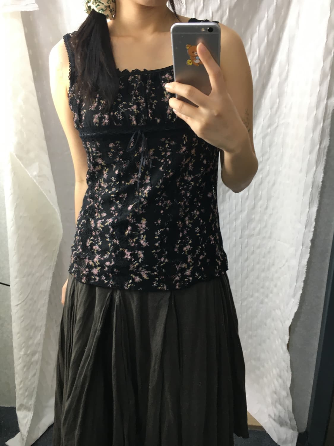 블랙 레이스 플라워 슬리브리스 상품이미지3