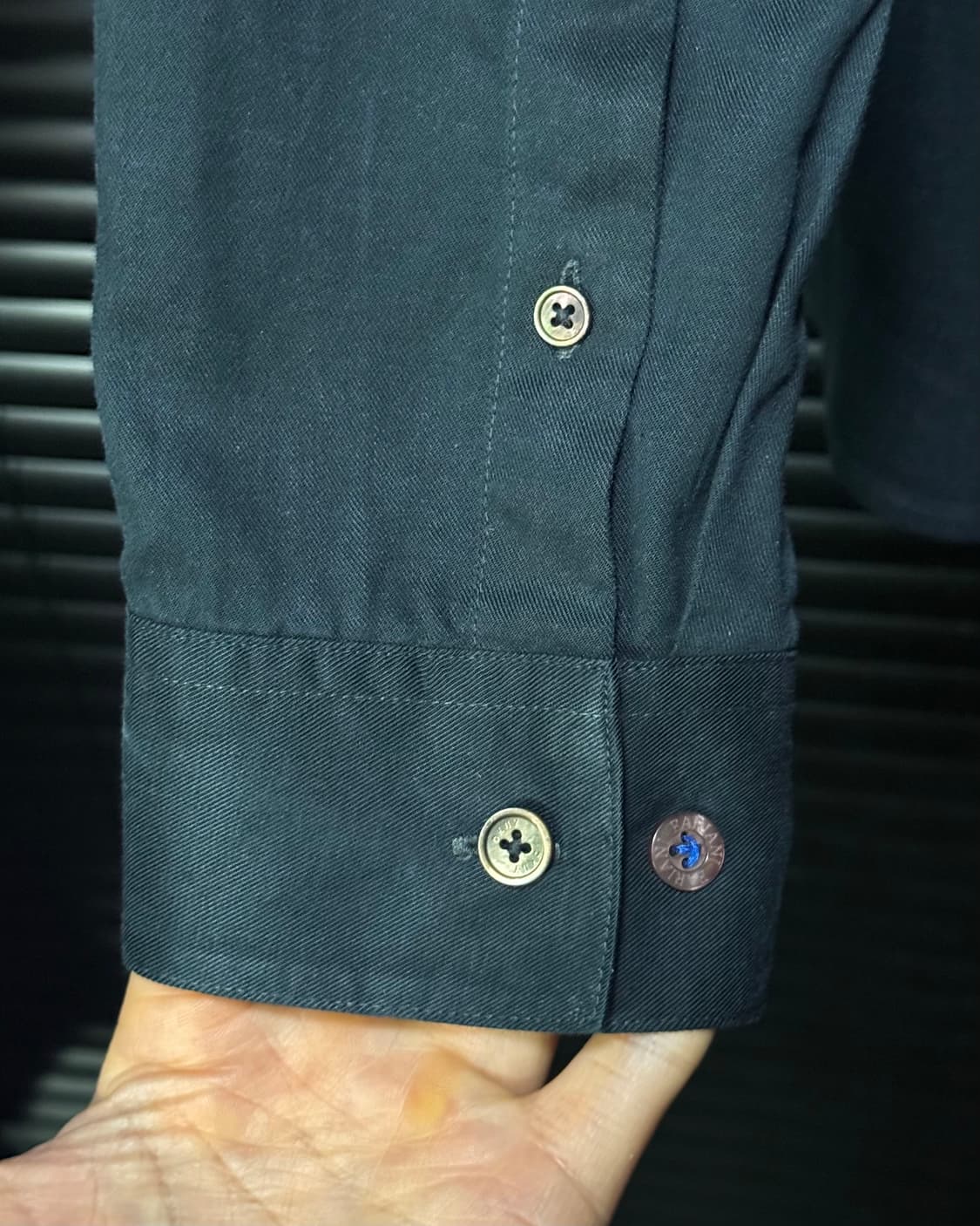 DKNY 워시드 코튼 네이비 남색 포켓 드레스 셔츠 자개 단추 100 L 상품이미지8