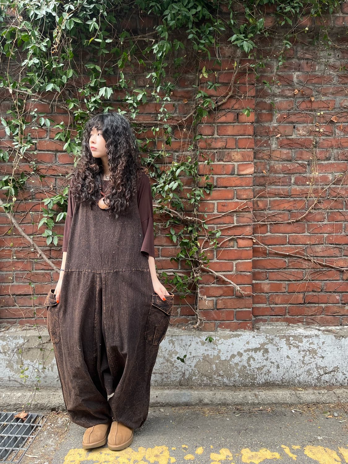 히피 브라운 워싱 점프수트 상품이미지2