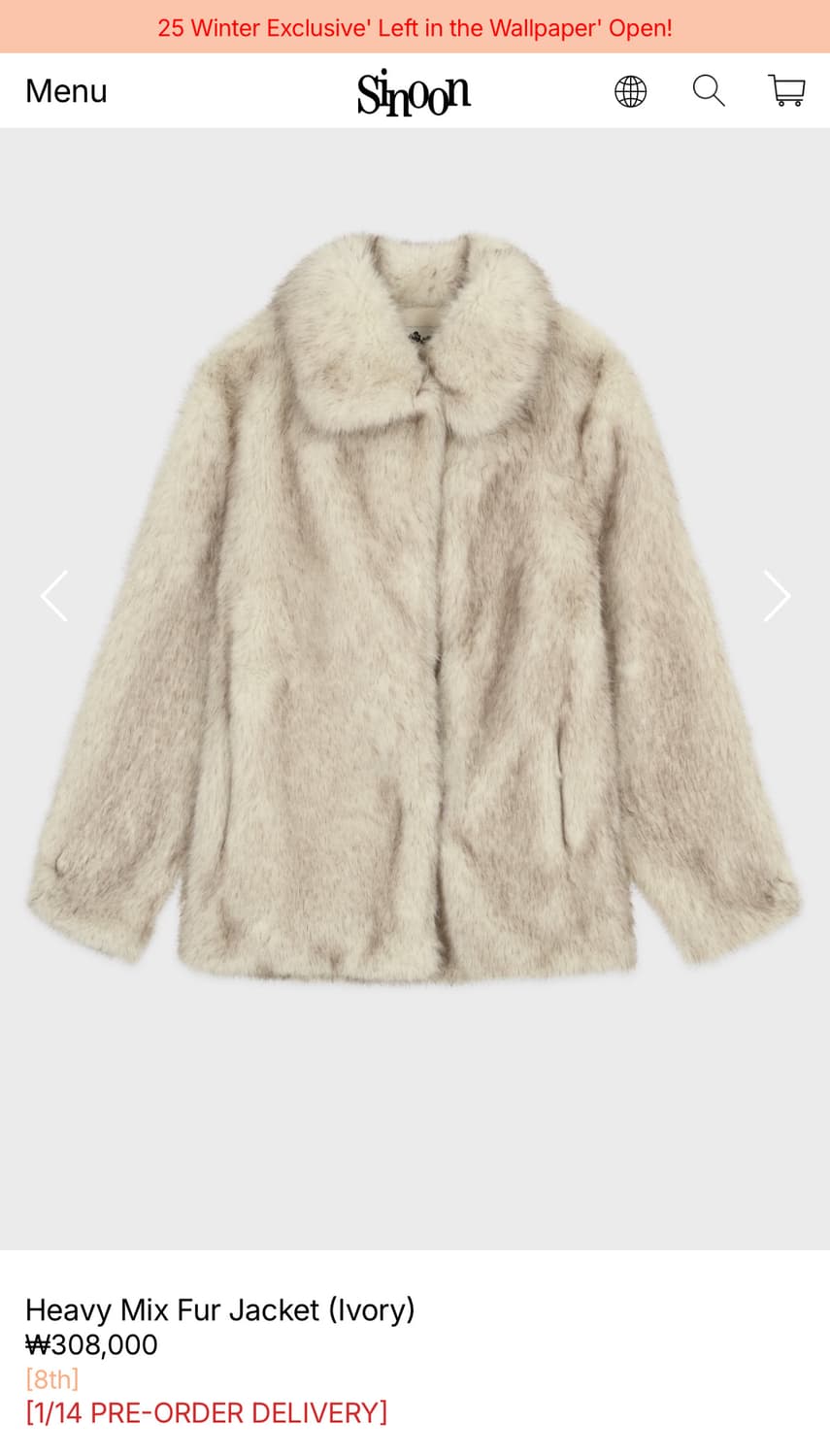 시눈 Heavy mix fur jacket - ivory (새제품) 상품이미지1