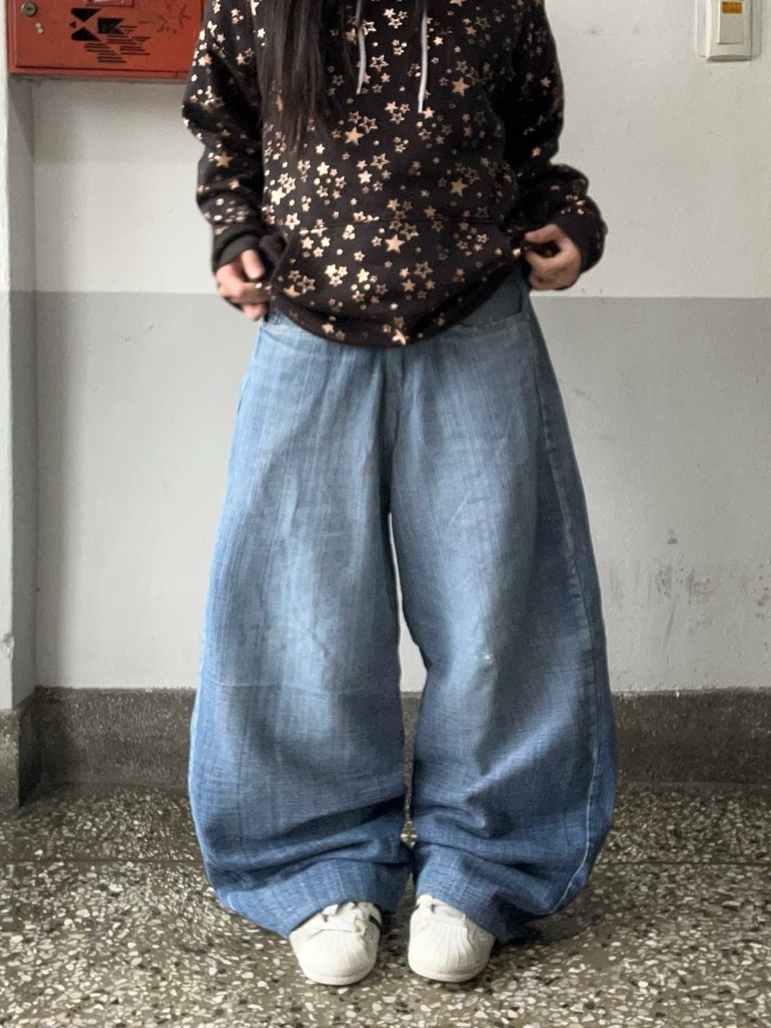 90s 화이트워싱 백포켓 디테일 데님 와이드팬츠 상품이미지2