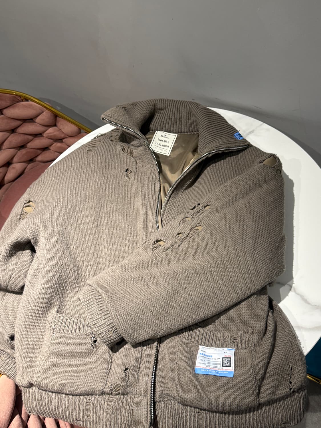 미하라 야스히로 패디드 니트 가디건 브라운 상품이미지2