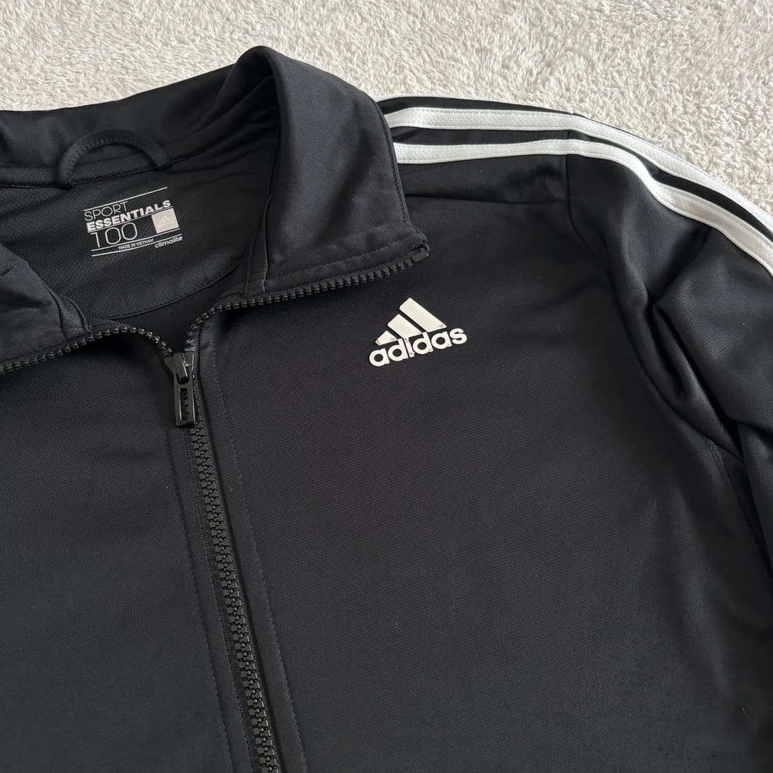 아디다스 스포츠에센셜 블랙 스몰로고 풀집 트랙탑 져지 상품이미지2