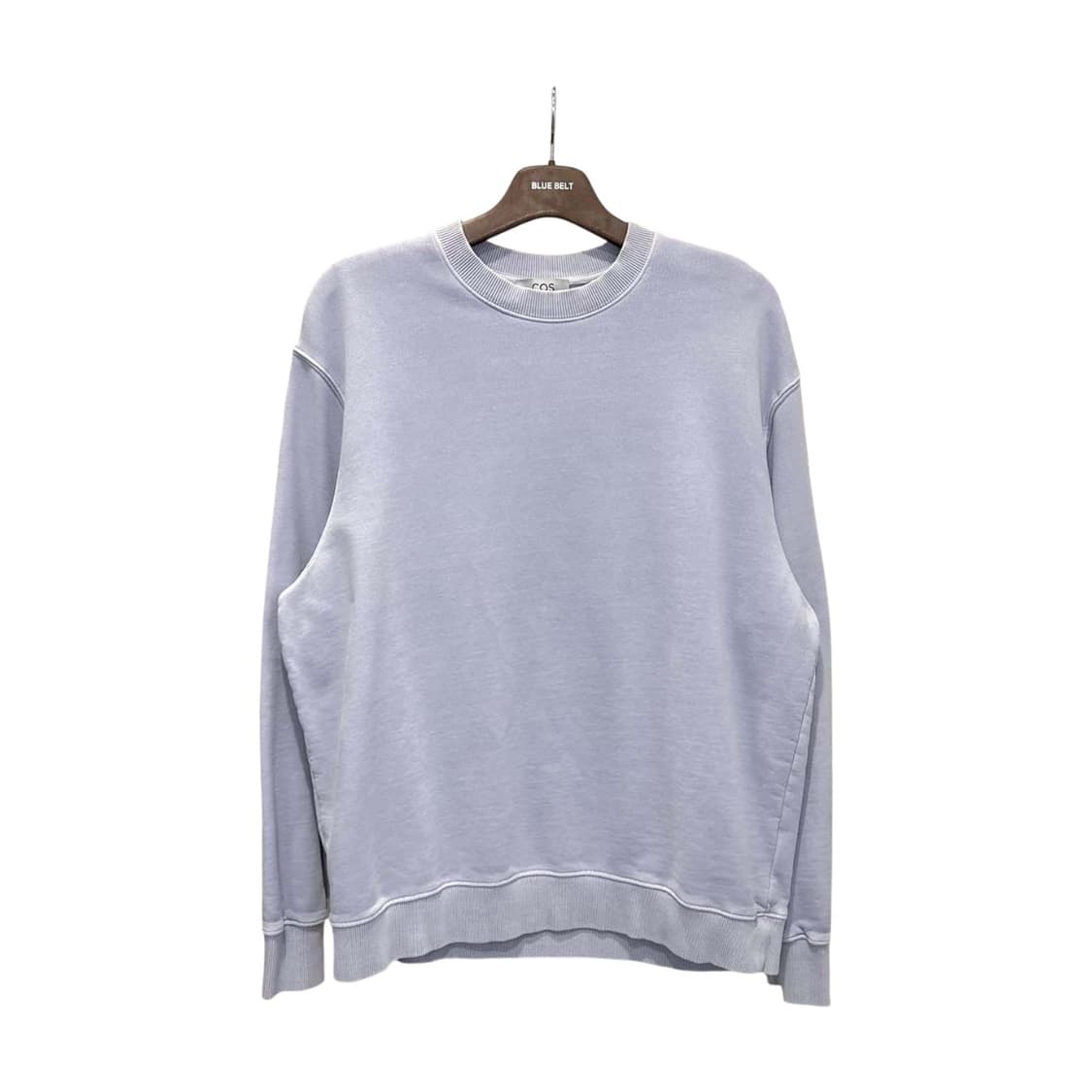 코스 코튼 맨투맨 무지 라운드넥 디테일 파스텔 블루 상품이미지1