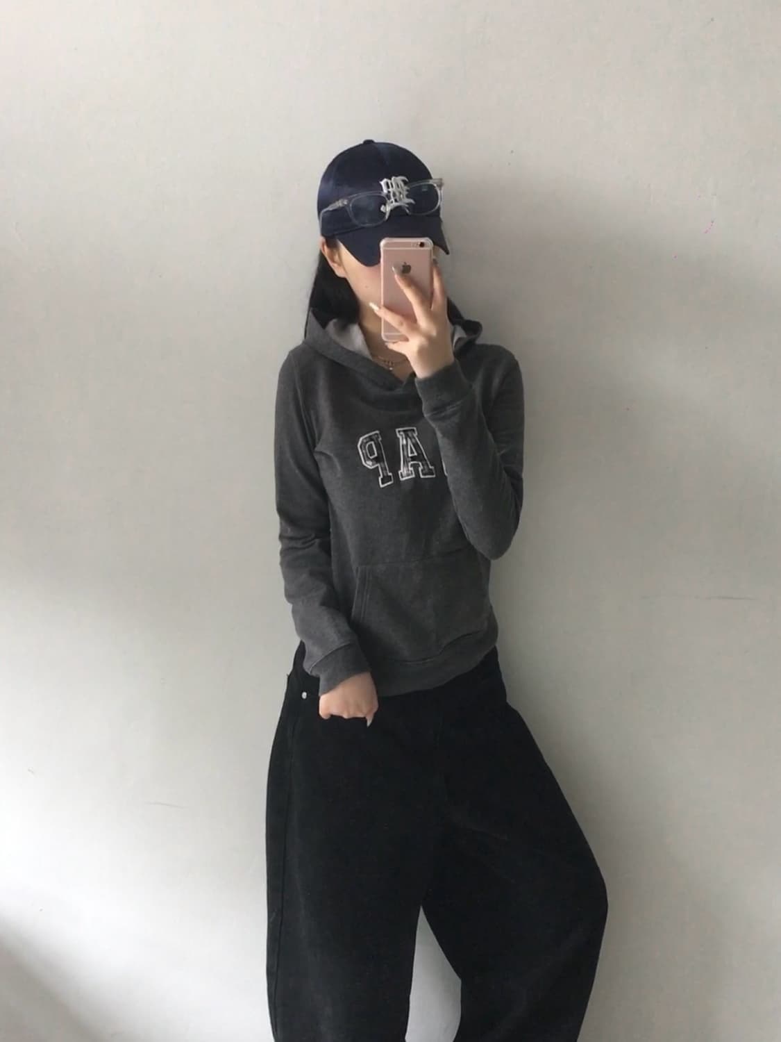 갭 체크패턴 패치로고 후드티 상품이미지2