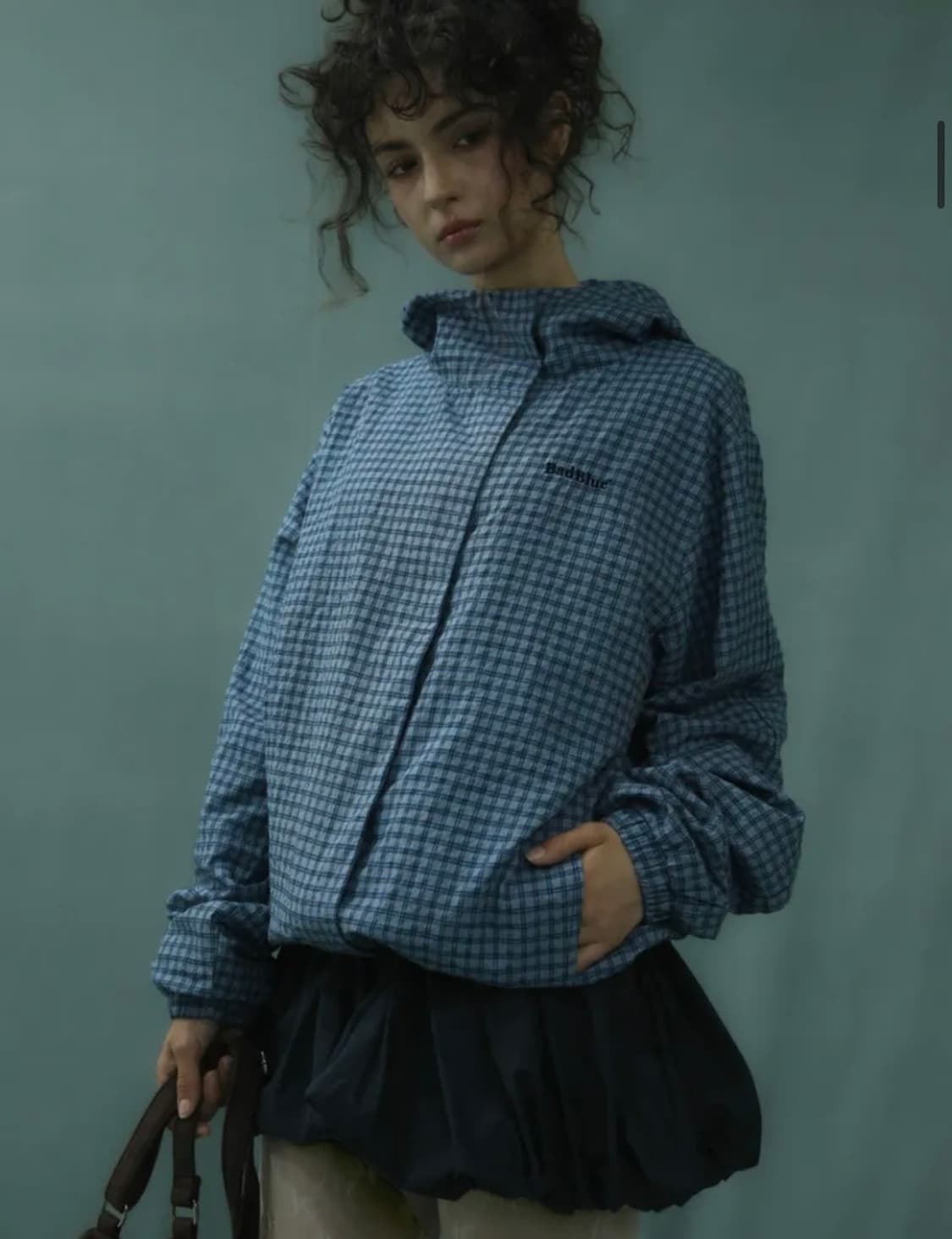 Check Hoodie Jacket Blue 배드블루 상품이미지2