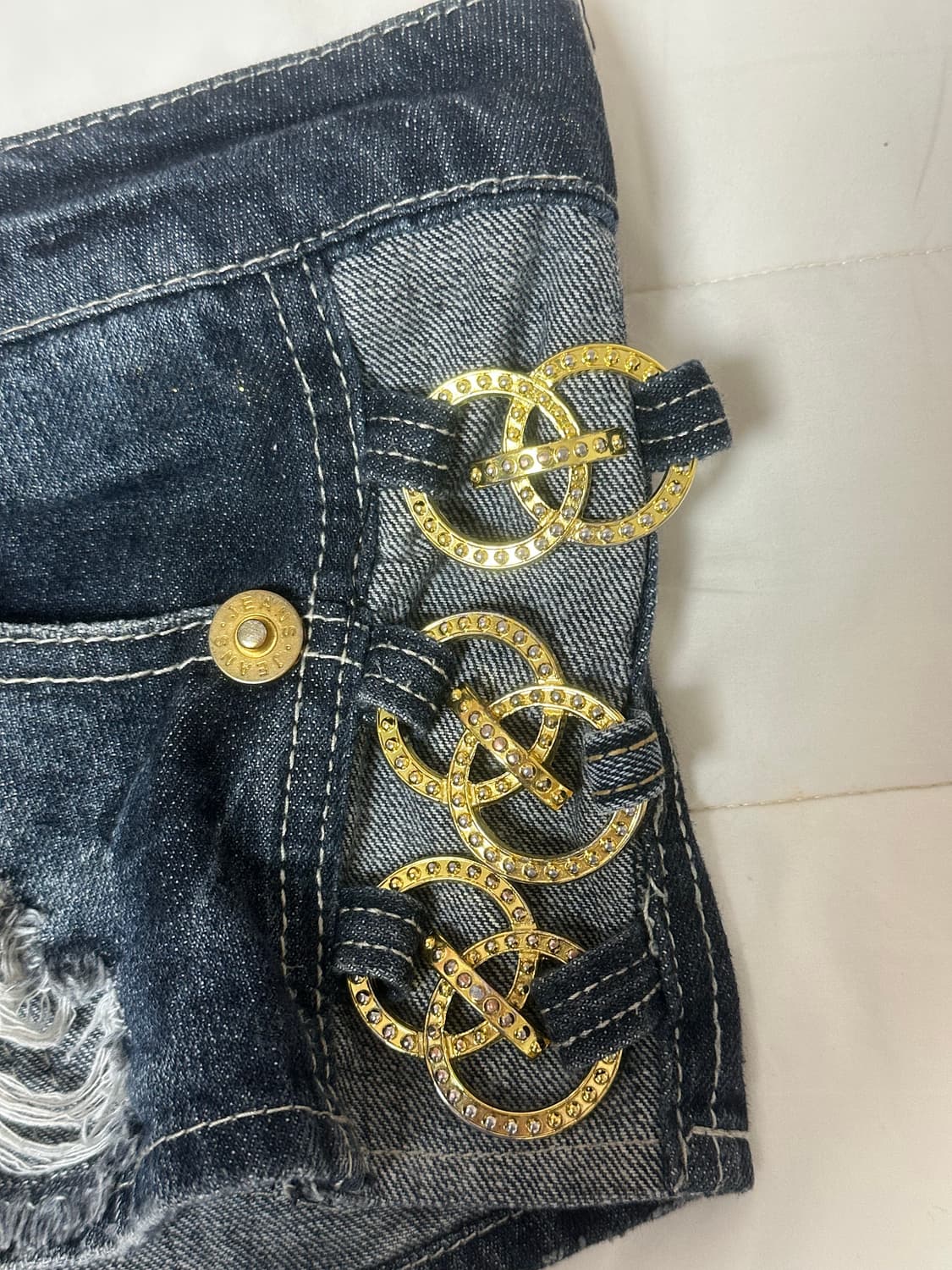 d•i•a 깔 빈티지 갸루 골드펄 골드링 숏팬츠 (마네킹 샷 뒤에) 상품이미지2