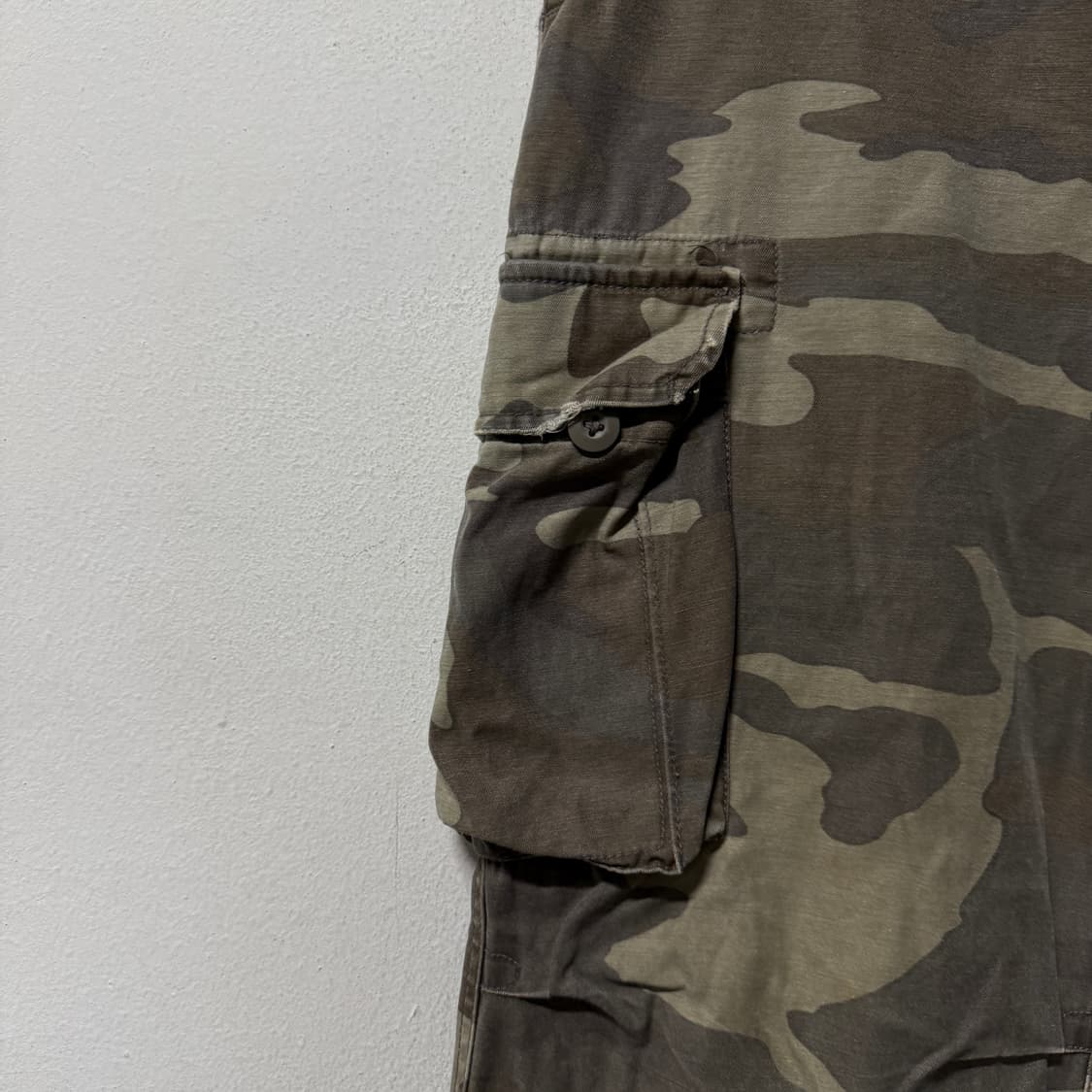 VTG 빈티지 밀리터리 우드랜드 카모 코튼 와이드 카고 팬츠 상품이미지4