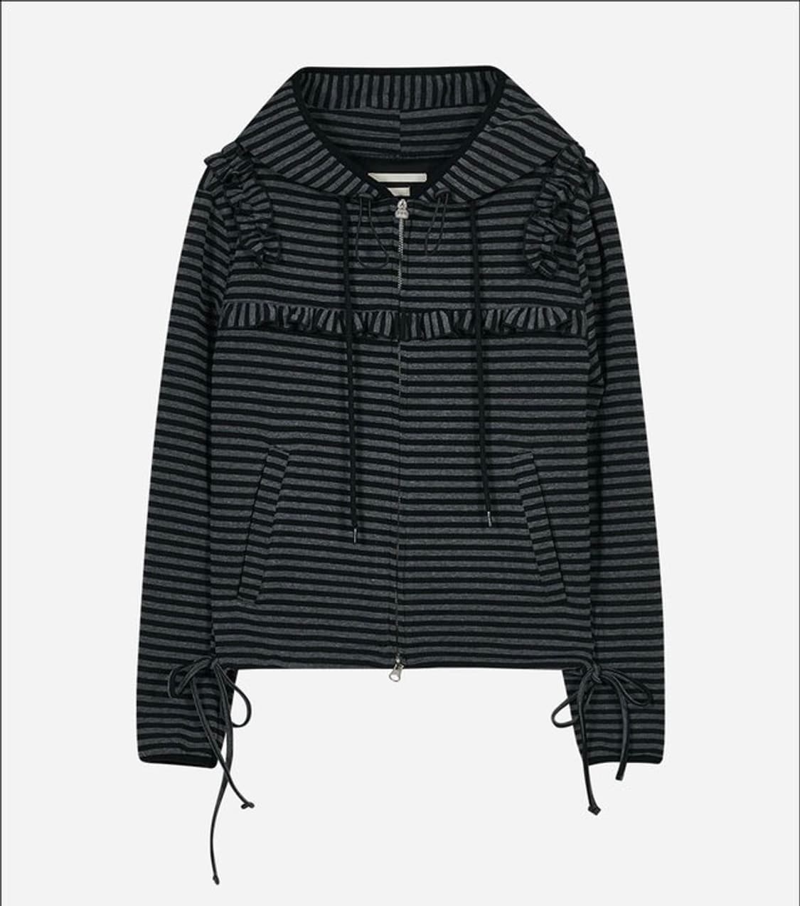 타입서비스 Ruffled Stripe Zip Hoodie 스트라이프 상품이미지2