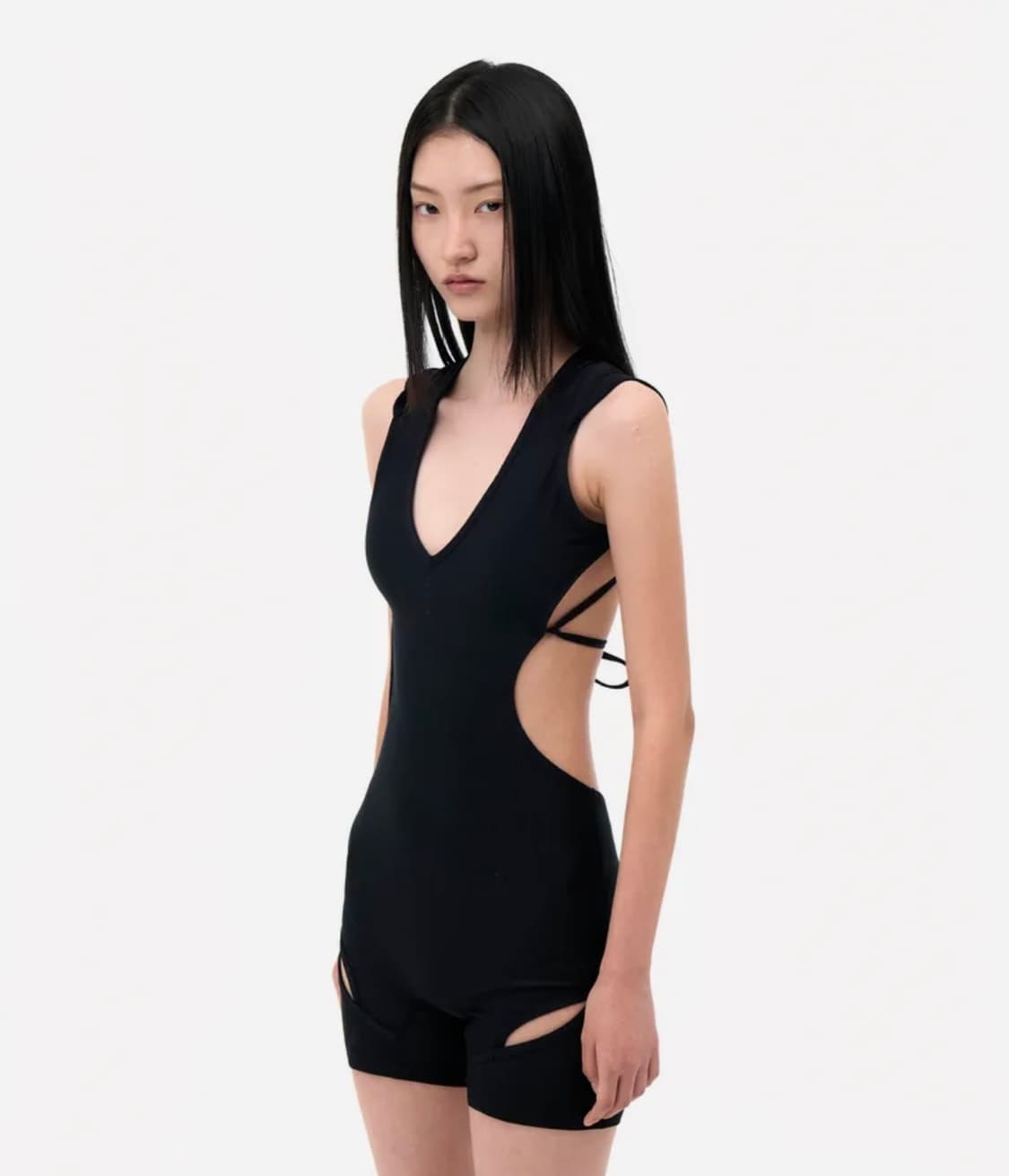 오호스 Thigh Slit Hoodie Monokini / Black 상품이미지1