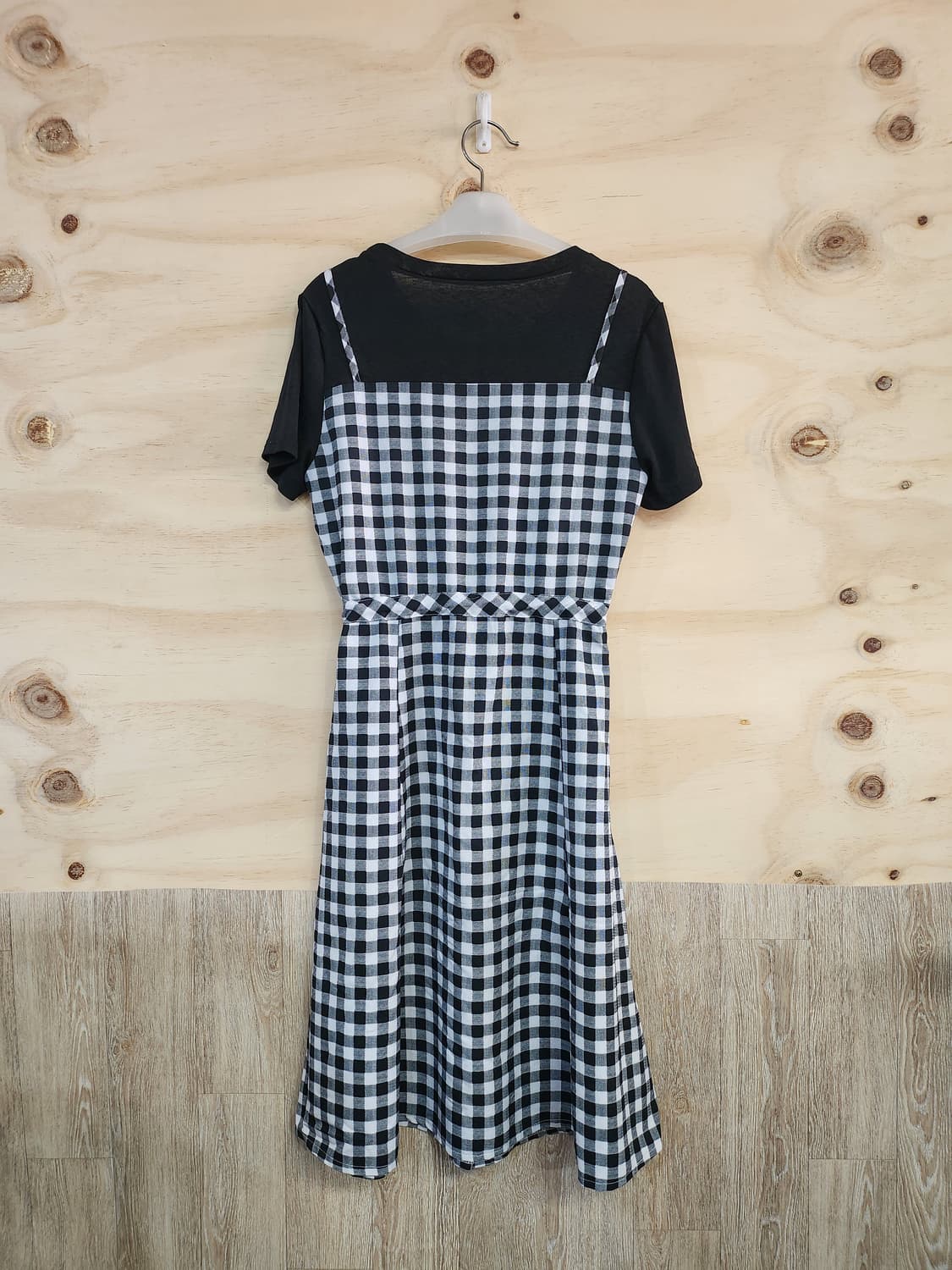 1055) 반팔 체크 미디원피스 상품이미지2