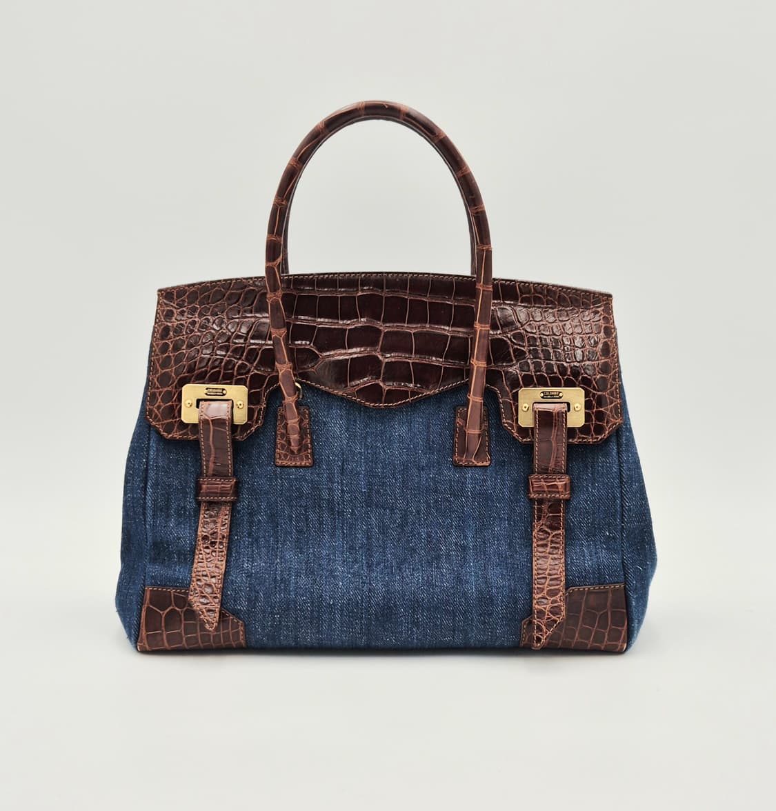 콜롬보 크로커다일 데님 믹스 토트백 상품이미지2