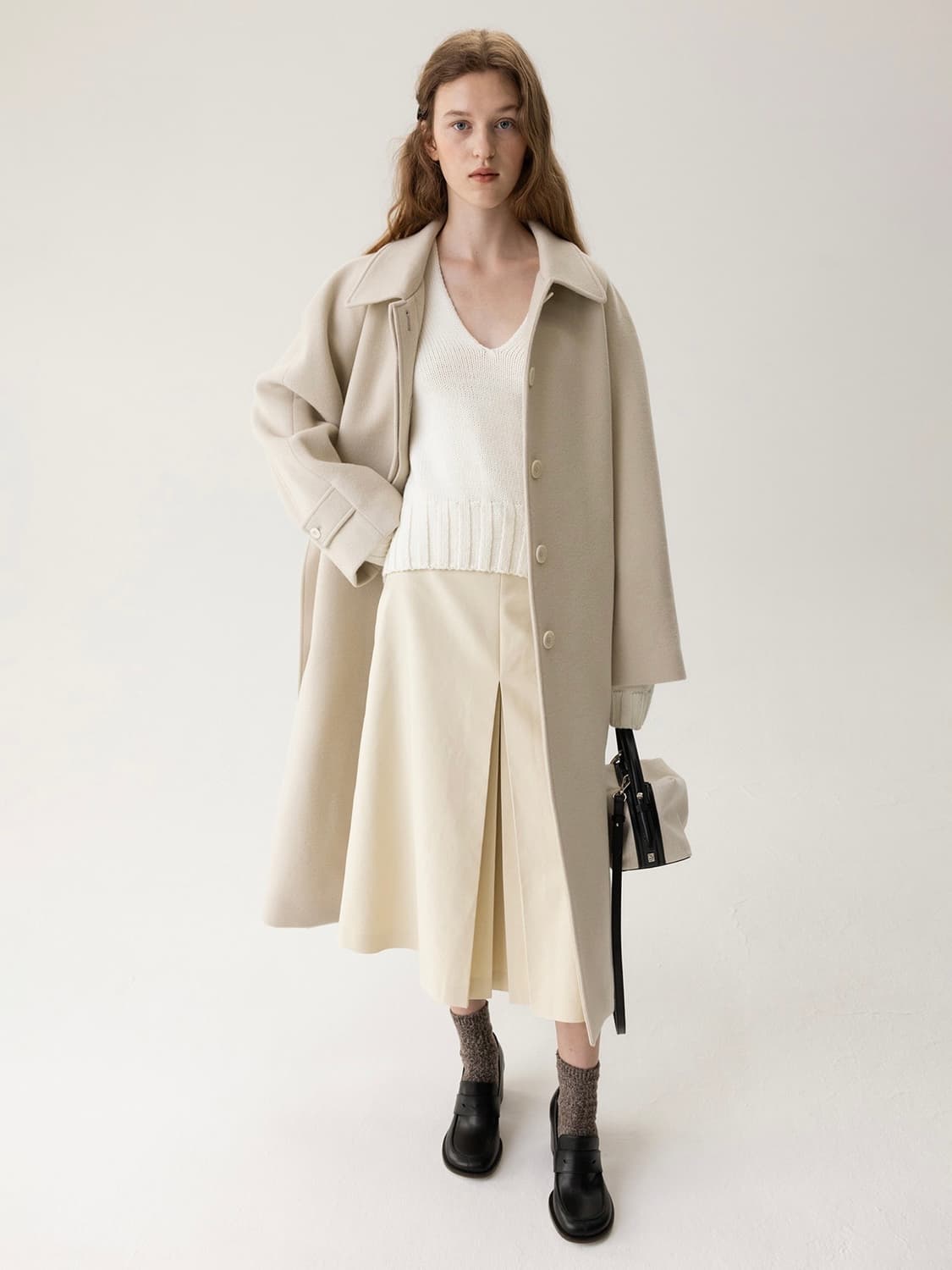 킨더살몬 오버핏 싱글 코트 크림 상품이미지3