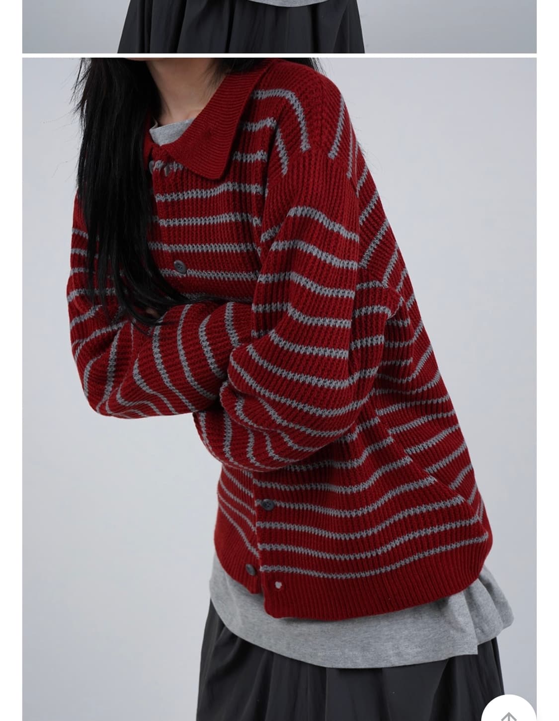 카라 니트 가디건 (레드) 상품이미지2