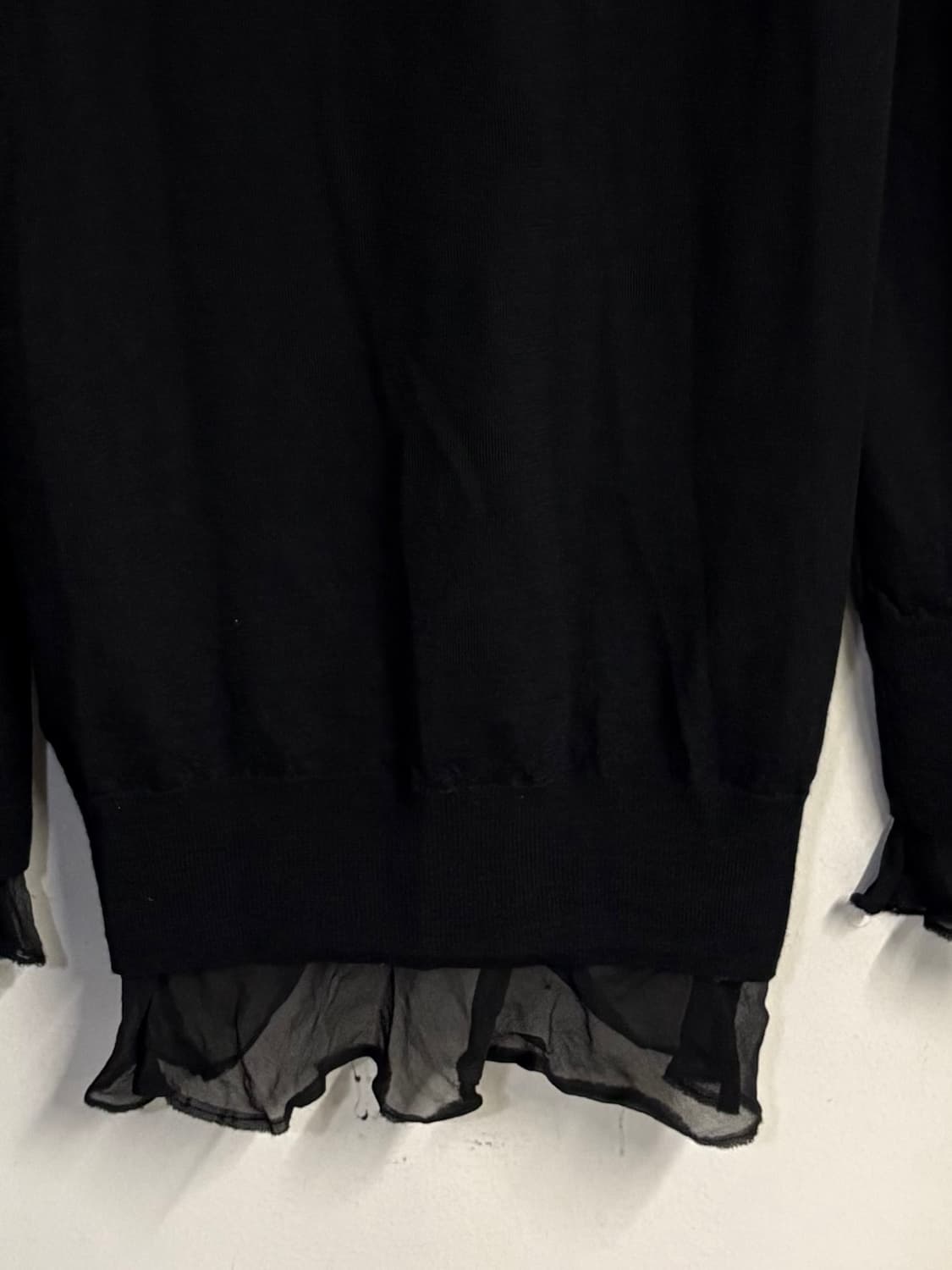 SACAI LUCK silk trim wool cardigan black 상품이미지7