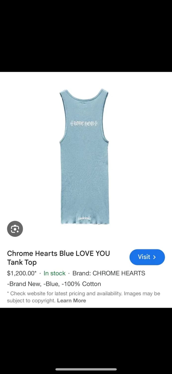 크롬하츠 러브유 탱크탑 나시 슬리브리스 M 상품이미지4