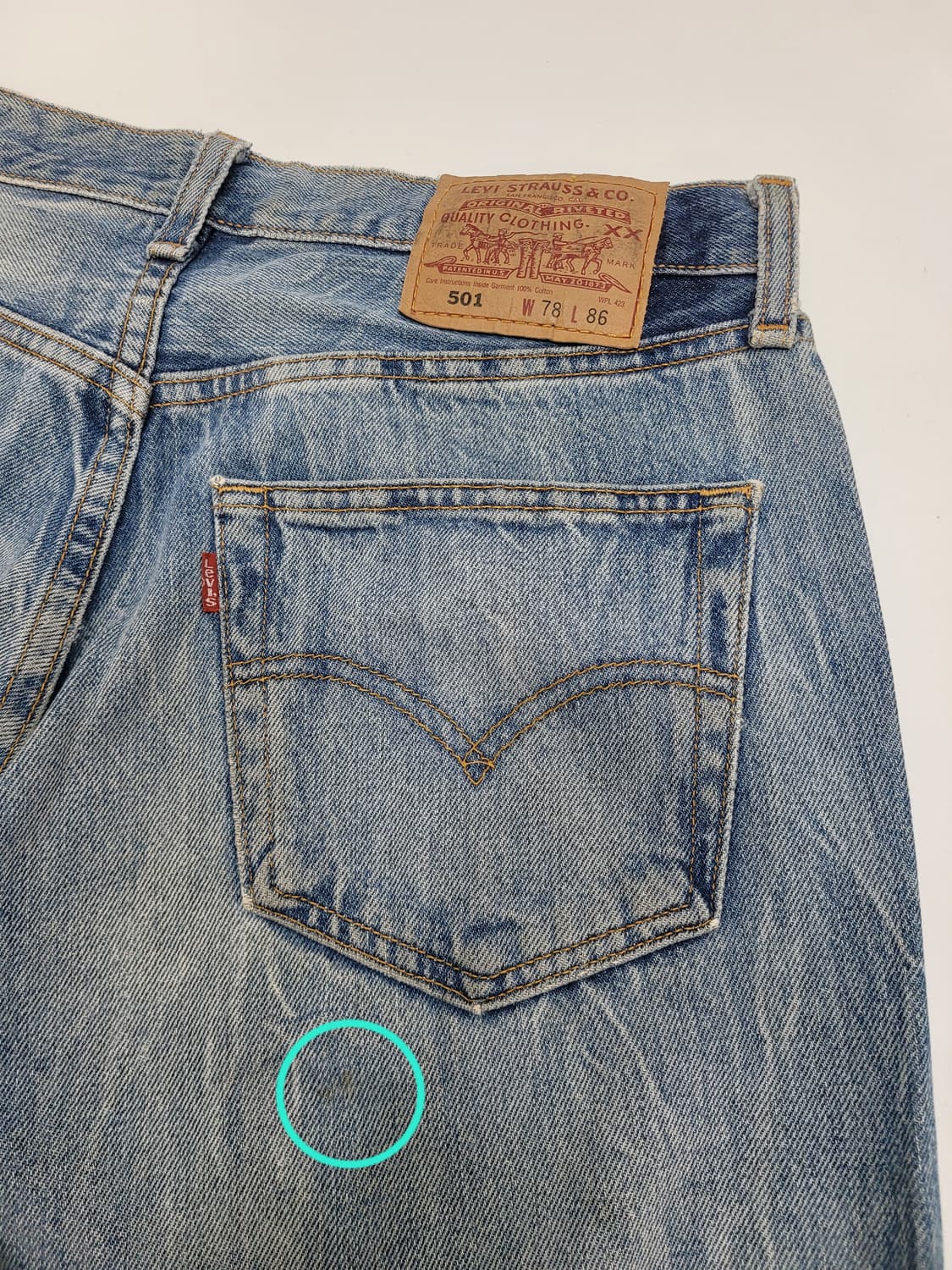 LEVI'S 00'S 리바이스 501 워싱 데님 청바지 / 남 78
 상품이미지4