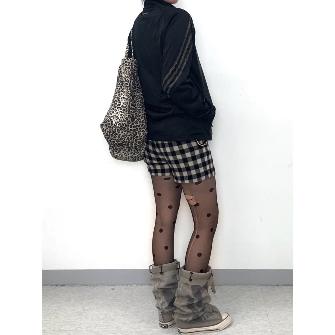 빈티지 베이지 체크 쇼츠 반바지 상품이미지3