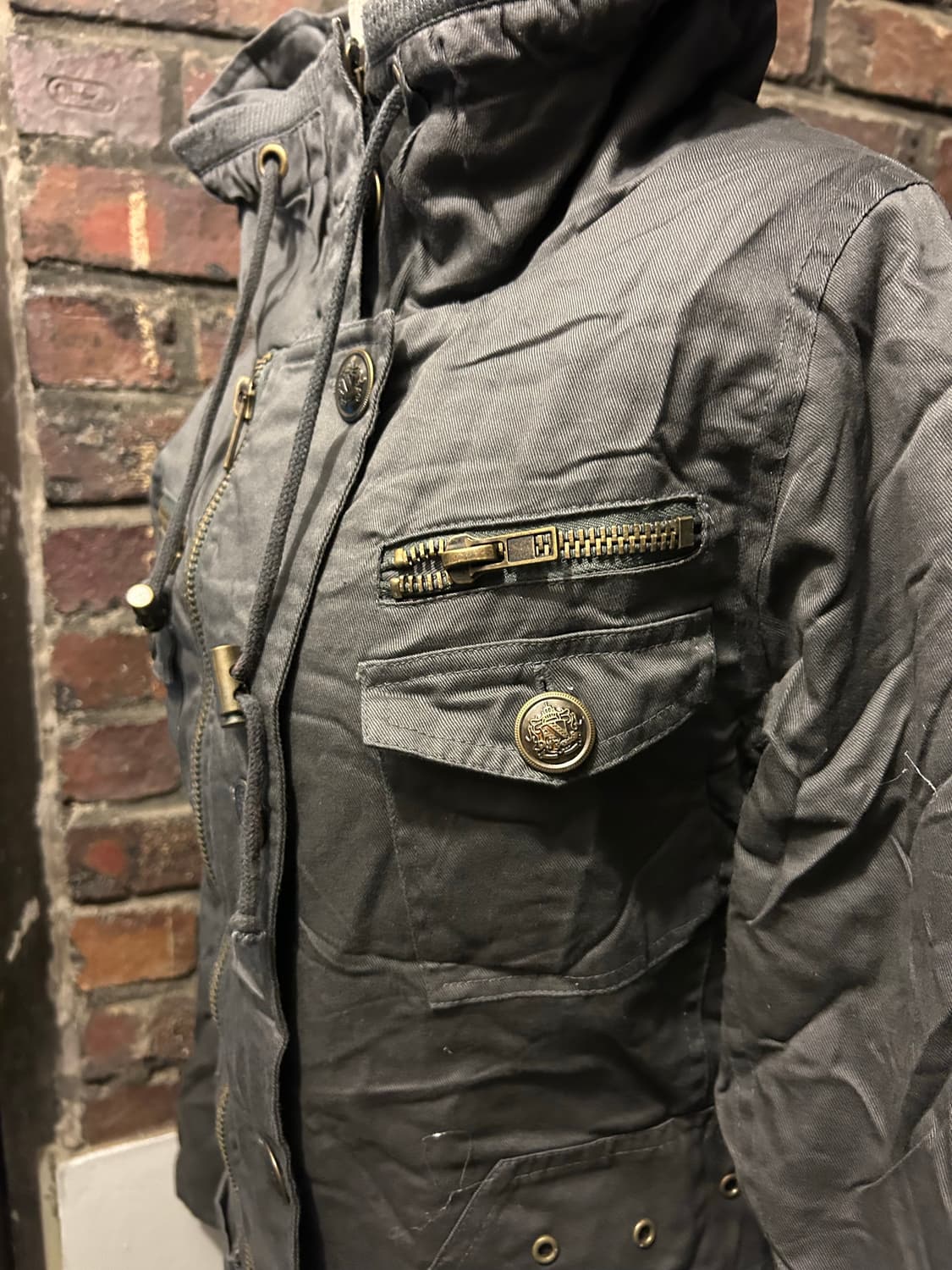 *rare design* 2000s 보노넥 그레이 버튼 야상 자켓 상품이미지4