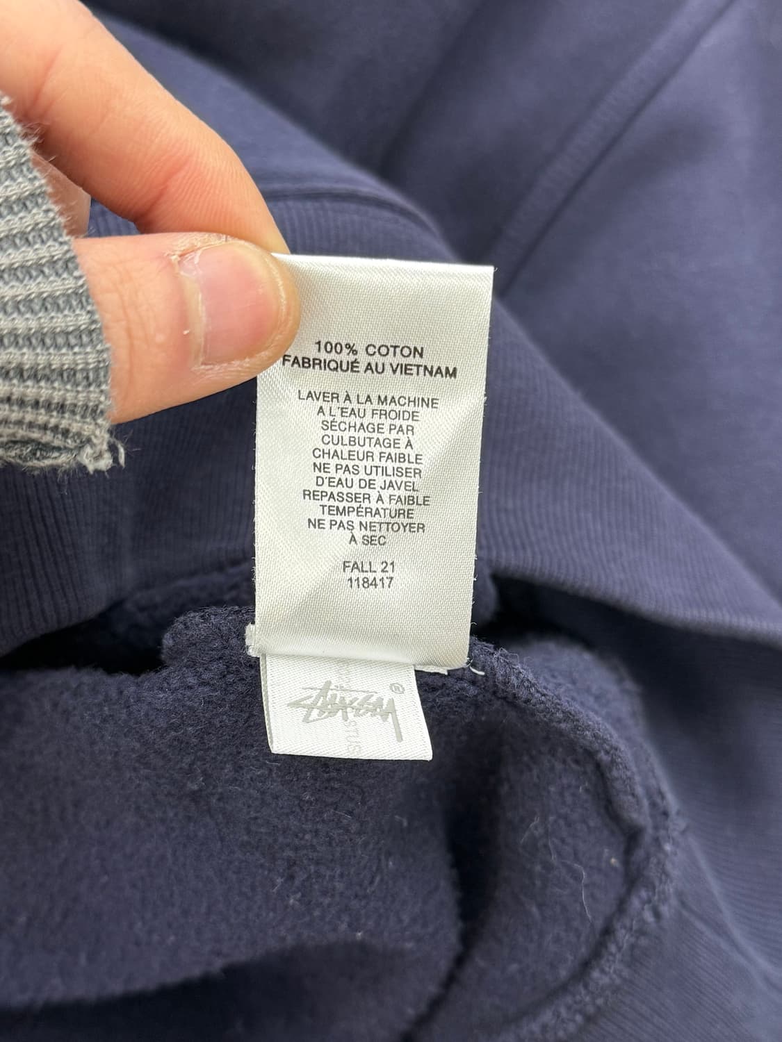 스투시 네이비 파일로 오버다이 스탁 로고 후디 스웨트 셔츠 상품이미지9