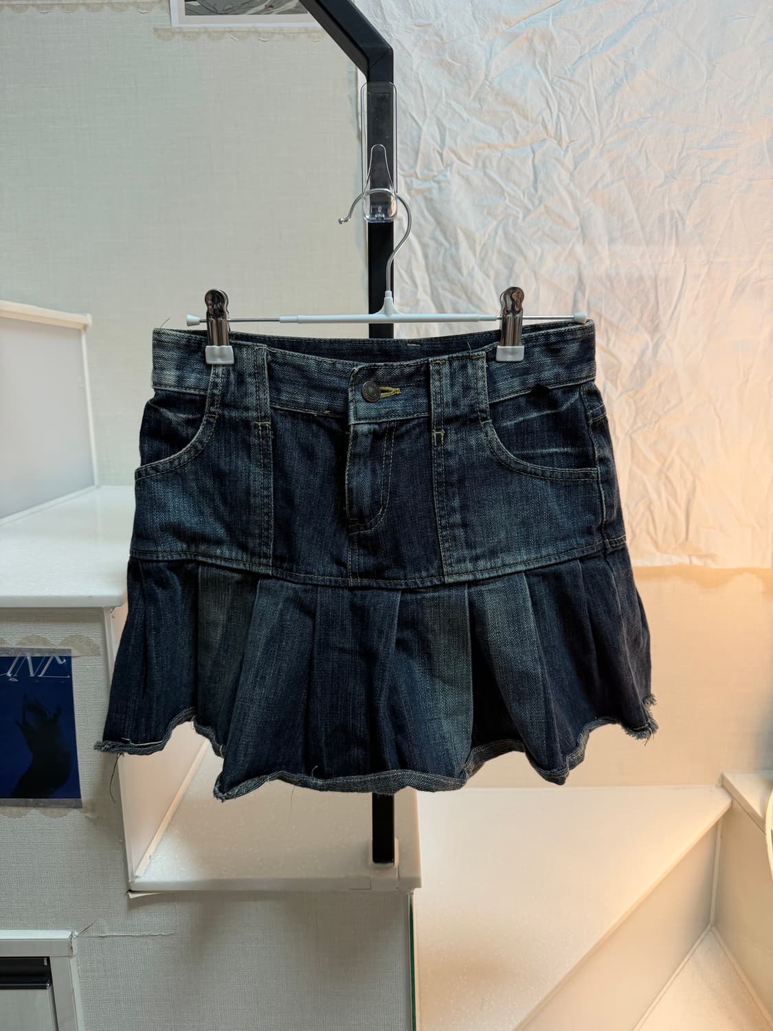 흑청 데님 플리츠 스커트 상품이미지1